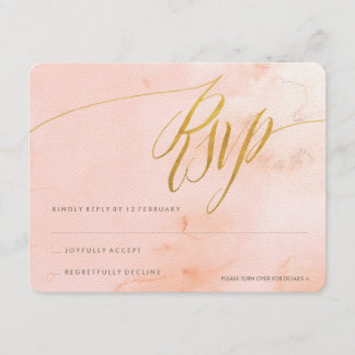 Delicate Paint Blush and Gold RSVP Card