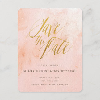Delicate Paint Blush and Gold Save the Date
