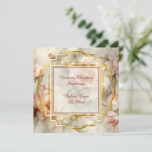 Delicate Painted Flowers Wedding Invitation