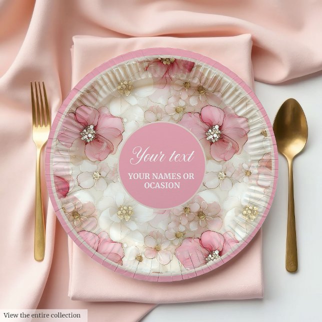Delicate pale pink and gold 60th birthday plates (Delicate pale pink and gold 60th birthday plate)