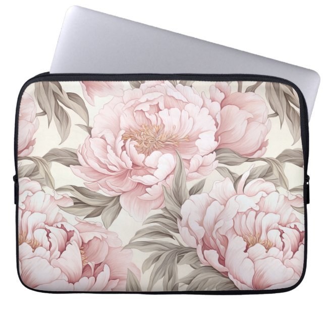 Delicate Pale Pink Peony Electronics Bag (Front)