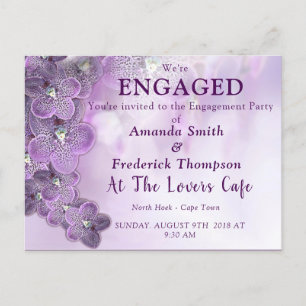 Delicate Pale Violet Orchid Engagment Invitation Postcard