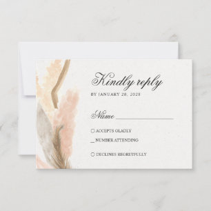 Delicate pampas grass dried flowers RSVP card