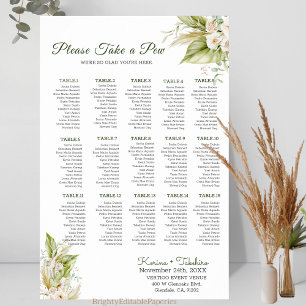 Delicate Pampas Take a pew Wedding Seat Chart