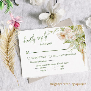 Delicate Pampas Wedding Response Card