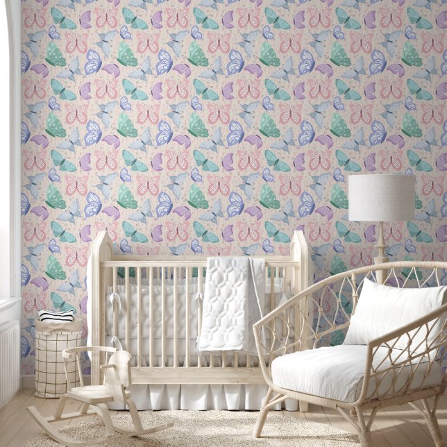 Delicate pastel butterflies wallpaper (Kids)