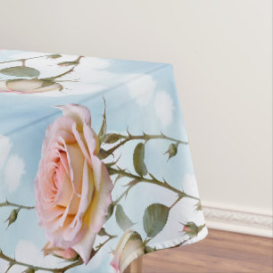 Delicate Pastel Coloured Roses On A Gradient Sky Tablecloth