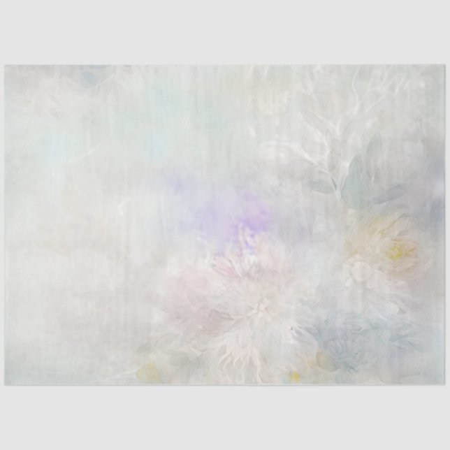 Delicate Pastel Floral Dahlias Tissue Paper (Front)