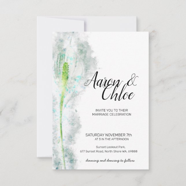 Delicate Pastel & Minimalist Calligraphy Wedding Invitation (Front)