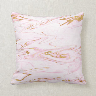 Delicate Pastel Pink Gold White Marble Vip Cushion