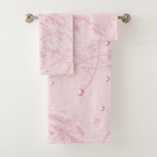 Delicate Pastel Pink Pearl Luxury Bath Towel Set