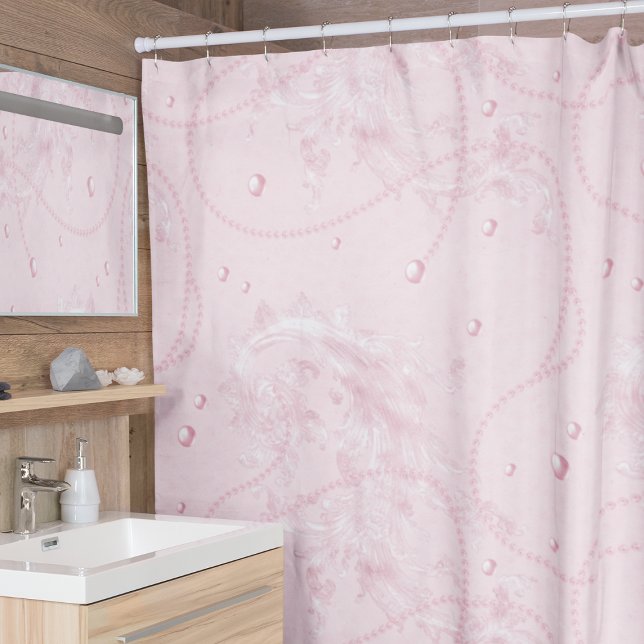 Delicate Pastel Pink Pearl Luxury Shower Curtain (Creator Uploaded)