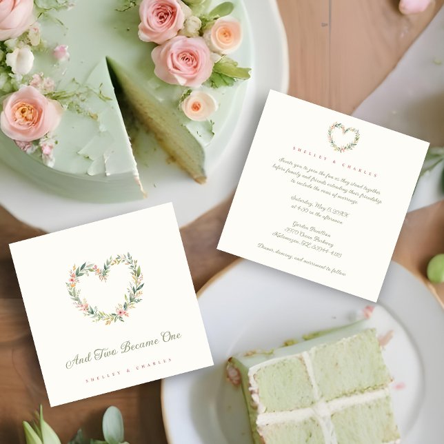 Delicate Pastel Pink Romantic Heart-Shape Wreath Invitation (Delicate Pastel Pink Romantic Heart-Shape Wreath Wedding Invitations Cards. )