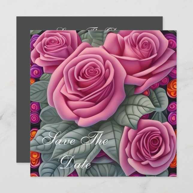 Delicate Pastel Pink Wedding Roses  Invitation (Front/Back)