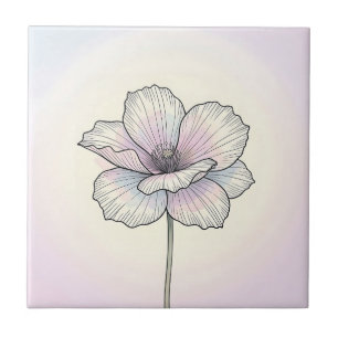 Delicate Pastel Poppy Flower Tile