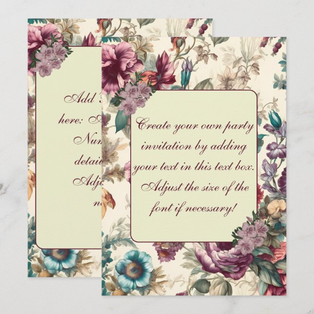 Delicate Pastel Summer Floral Invitation Template (Front/Back)