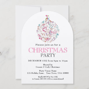 Delicate Pastel Swirls Christmas Ornament Party Invitation