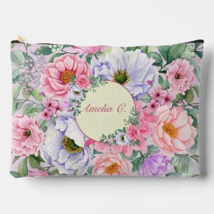 Delicate Pastel Watercolor Floral Cosmetic Bag