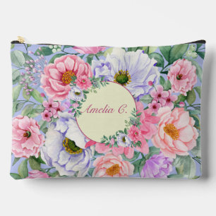 Delicate Pastel Watercolor Floral Cosmetic Bag