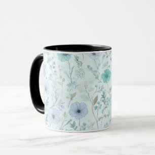 Delicate Pastel Wildflower Mint Floral Pattern Mug