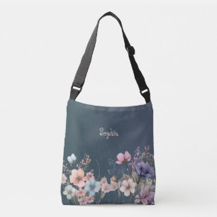 Delicate Pastel Wildflowers Spring Personalise Crossbody Bag