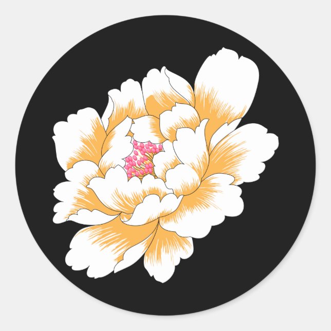 DELICATE PASTEL YELLOW PEONY CLASSIC ROUND STICKER (Front)