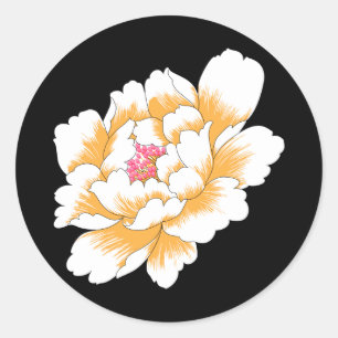 DELICATE PASTEL YELLOW PEONY CLASSIC ROUND STICKER