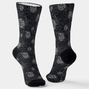 Delicate Pattern White Flower Lace Socks