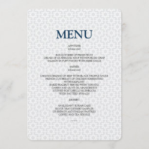 Delicate Patterned Bar/Bat Mitzvah Menu