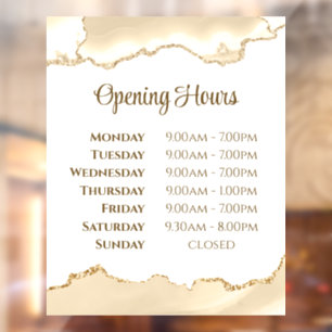 Delicate Peach Agate Opening Hours Window Cling