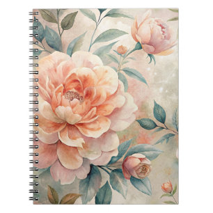 Delicate Peach Tone Floral Watercolor Notebook