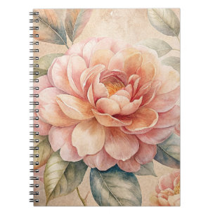 Delicate Peach Tone Floral Watercolor Notebook