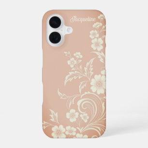 Delicate Peach & White Flowers iPhone 16 Case