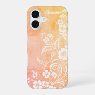Delicate Peach & White Flowers iPhone 16 Case