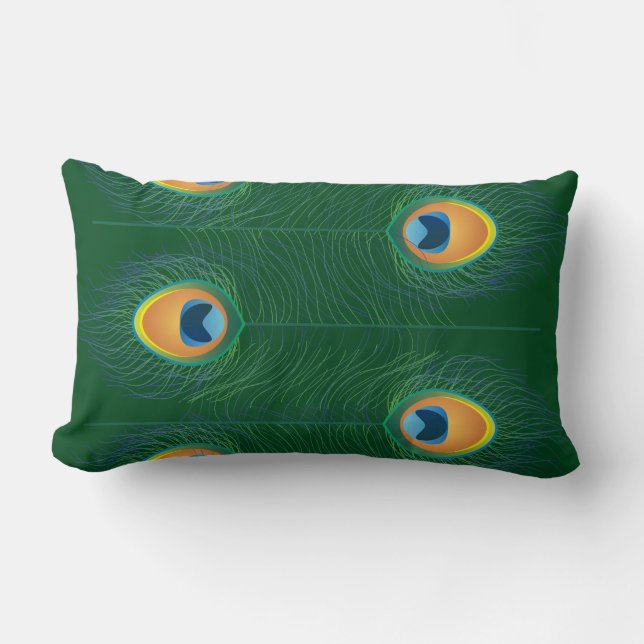 Delicate Peacock Feathers Custom Lumbar Cushion (Front)