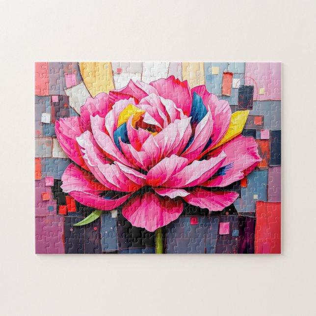 Delicate Peony in Modern Abstract Style Jigsaw Puzzle (Horizontal)