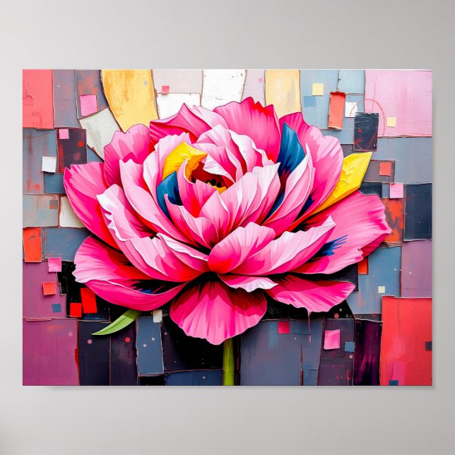 Delicate Peony in Modern Abstract Style Poster (Front)