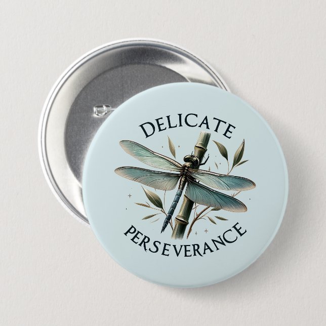 Delicate Perseverance - Artistic Dragonfly 7.5 Cm Round Badge (Front & Back)