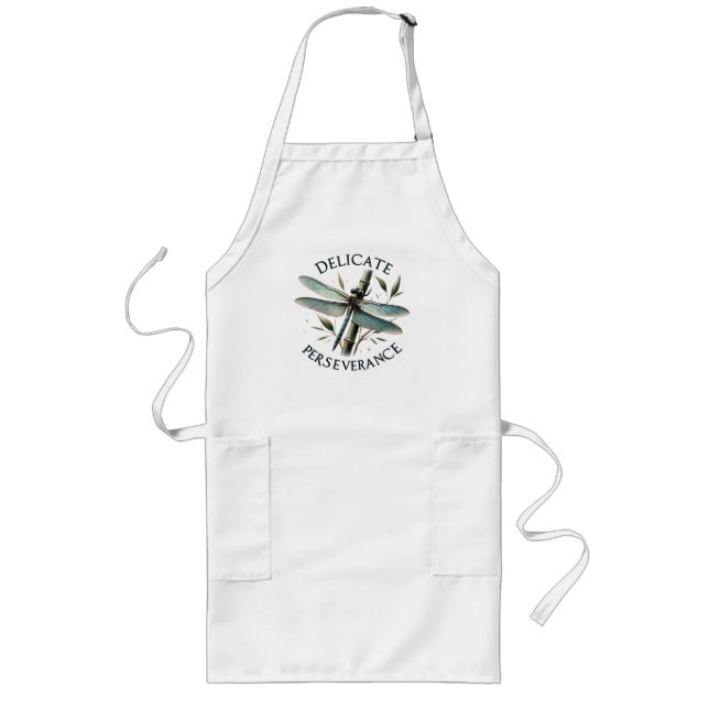 Delicate Perseverance - Artistic Dragonfly Long Apron (Front)