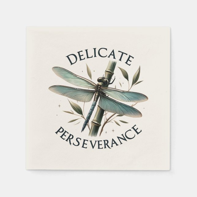 Delicate Perseverance - Artistic Dragonfly Napkin (Front)