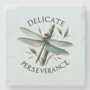 Delicate Perseverance - Artistic Dragonfly Stone Coaster