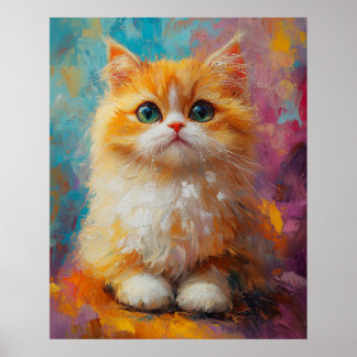 Delicate Persian Kitten — Cute Pastel Art Print