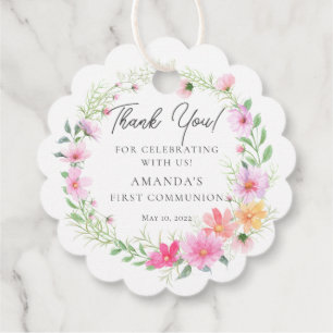 Delicate Petals First Holy Communion  Favour Tags