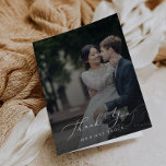 Delicate Photo Overlay Template Thank You Card<br><div class="desc">This delicate photo overlay template thank you card is perfect for a modern wedding. The romantic minimalist design features lovely and elegant typography on a photo background with a sophisticated look. Personalise the inside of the card with your names, and a thank you message. Alternatively, leave the thank you message...</div>