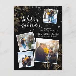 Delicate Pines Christmas 4 Photo Collage Card