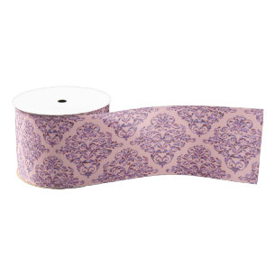 Delicate Pink Ambrosia Elegant Royal Damask Grosgrain Ribbon