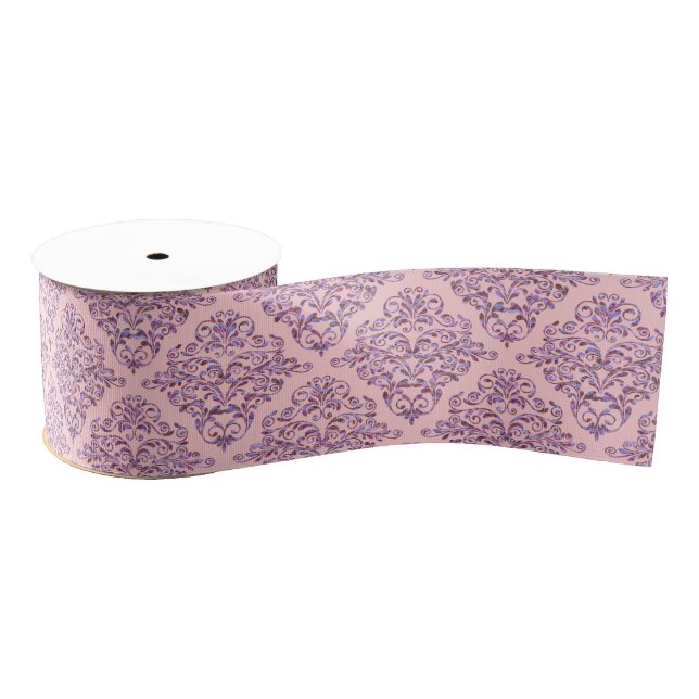 Delicate Pink Ambrosia Elegant Royal Damask Grosgrain Ribbon (Spool)