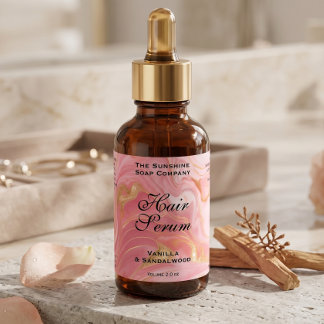 Delicate Pink and Gold Dropper Bottle Label