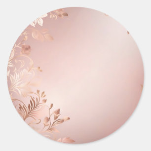 Delicate Pink and Rose Gold Floral Classic Round Sticker