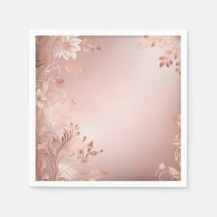 Delicate Pink and Rose Gold Floral Napkin
